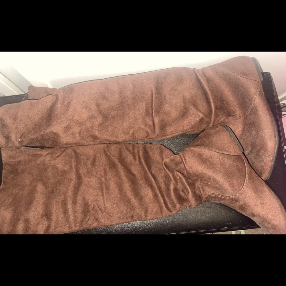 Brown knee high boots